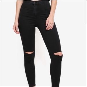 Topshop Leigh Moto Black Jeans